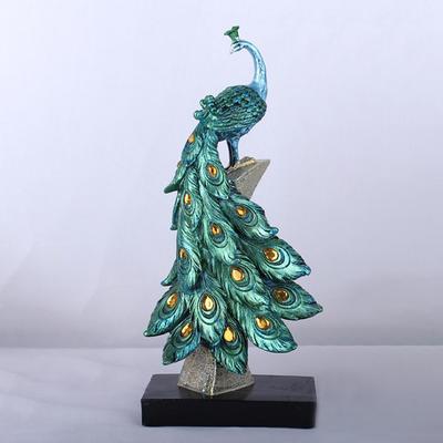 Modische blaue Pfauenfigur aus Kunstharz für die Inneneinrichtung und als Geschäftsgeschenk