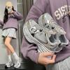 Autumn new silver sneakers heightened platform dad shoes mesh casual running shoes