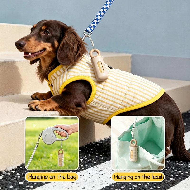 Portable Dog Poop Bag Dispenser with Hanging Rope Screw-on Lid Dogs Cats Waste Bag Box for Outdoor Activities Pets Accessories