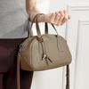First Layer Cowhide Small Bowling Bag Hobo Bag Fashion Trend Handbag Leather Messenger Shoulder Bag