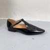 Johnature Genuine Leather Buckle Strap Women's Shoes French Style Versatile Temperament Pointed Flat Shoes