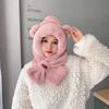 Threehe Winter Warm Hooded Scarf Set