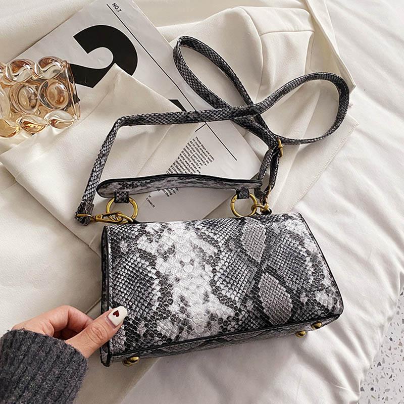 Mulher moda cobra impressão pulso bolsa de ombro nova marca luxo designer bolsas tendência qualidade couro crossbody pequeno quadrado saco