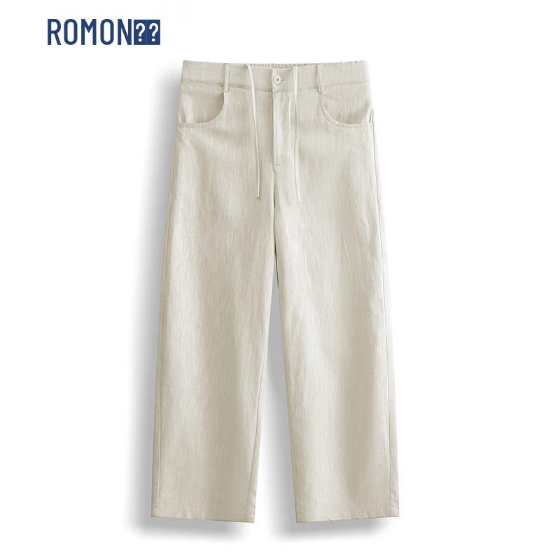 ROMON Men s Chinese Style Cotton Linen Casual Pants 3XL