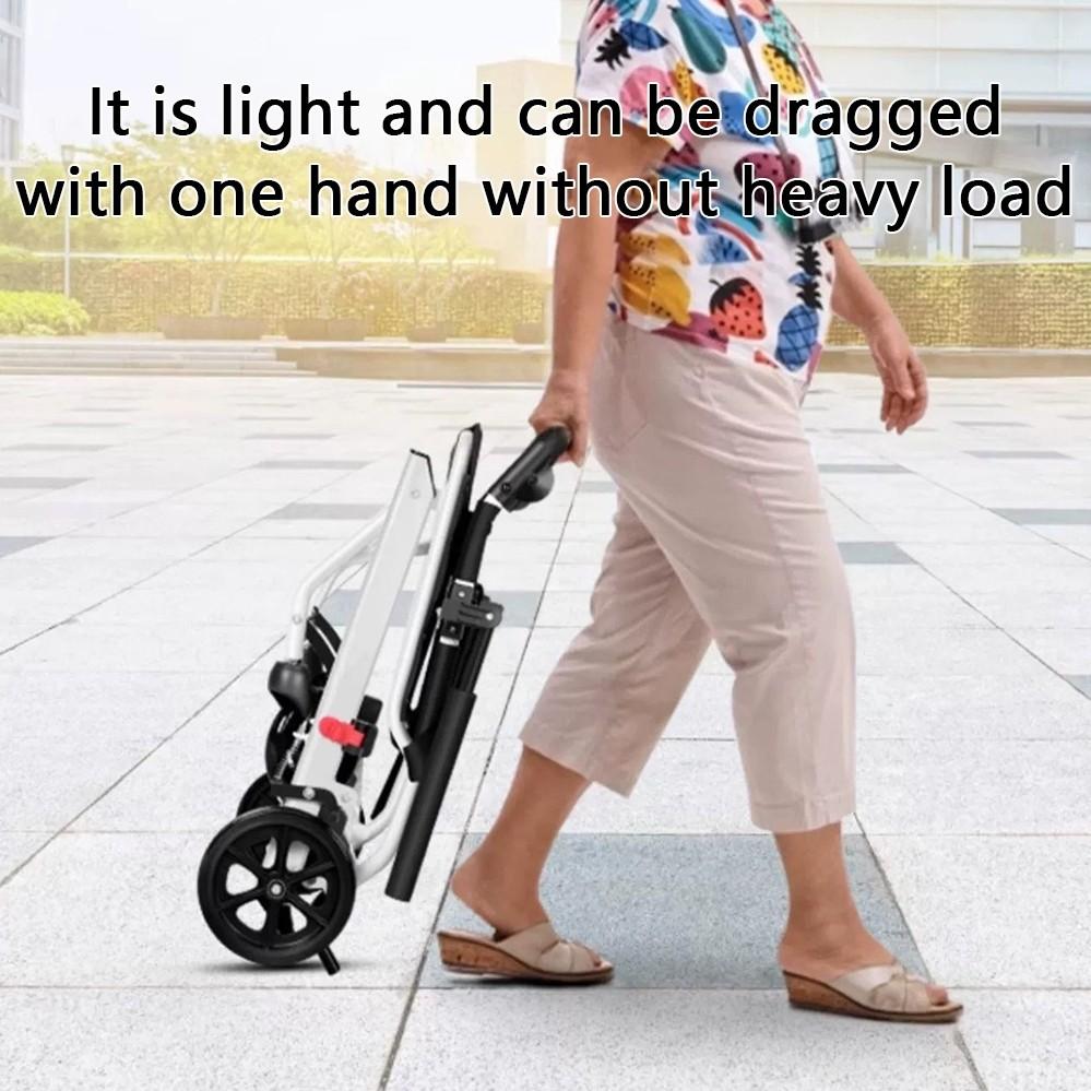 Outdoor Portable Wheel Chair Old People Hand Push Travel Trolly Foldable Wheelchair With Footrest Armrest Ultra Lightweight