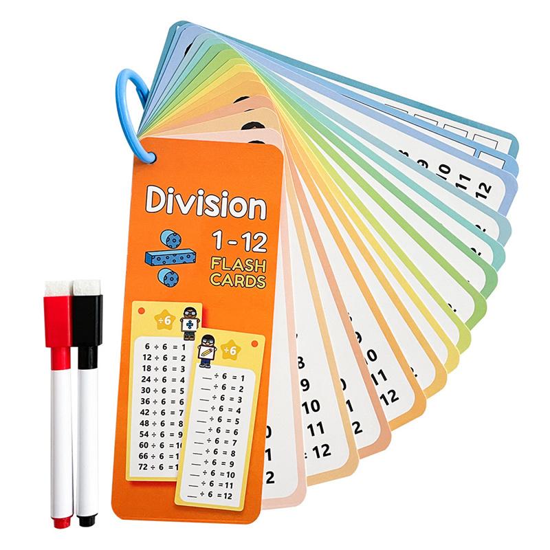 15-Pack Reusable Math Flash Cards, Wipe-Clean Times Tables (0-12) For Kids Math Practice, Multiplication Game Math Learning Aids