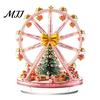 Ferris Wheel Display 2D Acrylic Christmas Tabletop Decoration, Festive Village Scene Ornament Playground Theme with Snowman & Trees, Holiday