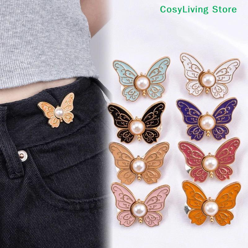 1Pc Butterfly Waist Button Jean Button Pin Reusable Clothing Fitting Tools For No Sewing Required Buttons Pants Decoration