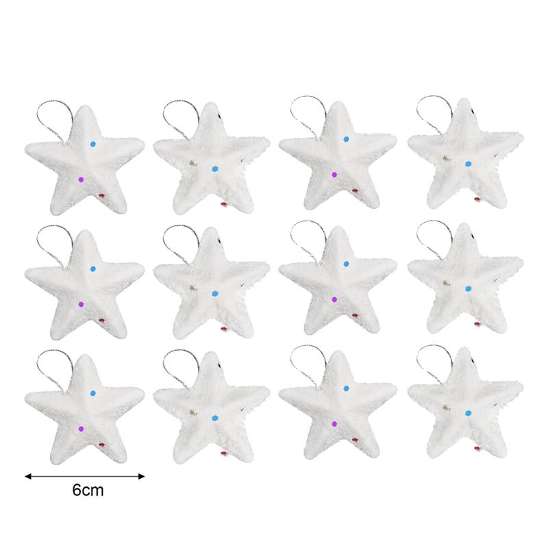 

6/120pcs Foam Star Christmas Ornaments White Pentagram Xmas Tree Hanging Pendant for Birthday Wedding Festive Party Decoration 6pcs білий