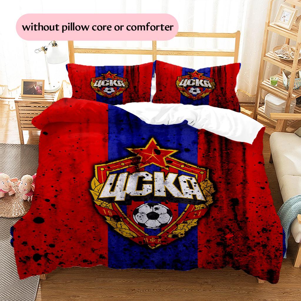CSKA Moscow Football Club Pattern Bedding Quilt Set Home Decoration Gift (1 * duvet cover + 2 * pillowcase without core)