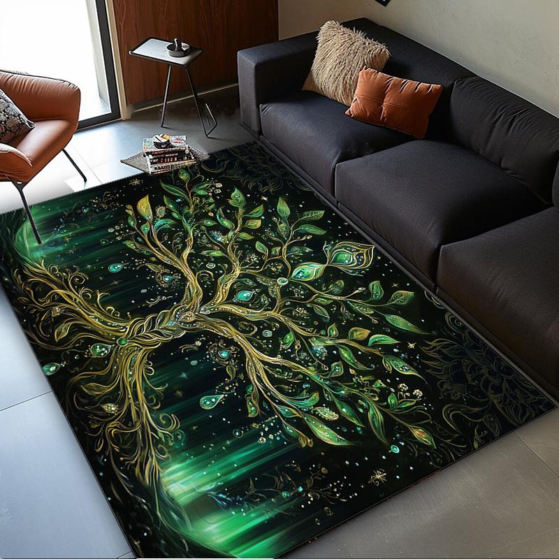 

Tree of Life Rug for Spiritual Home Decor Mystical Green Forest CarpetCreate a Zen Atmosphere in Your Living RoomMeditation Gift 60cm x 90cm