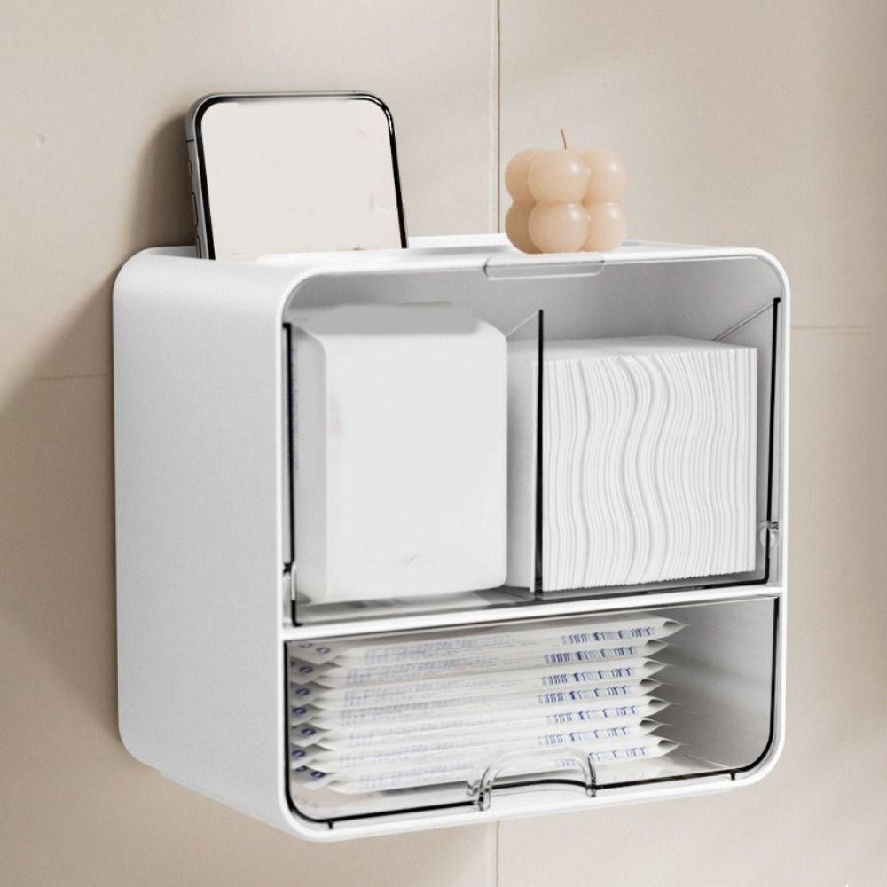 Wall-Mounted Cosmetic Storage Box Plastic Jewelry Case Durable Makeup Organizer  Bedroom