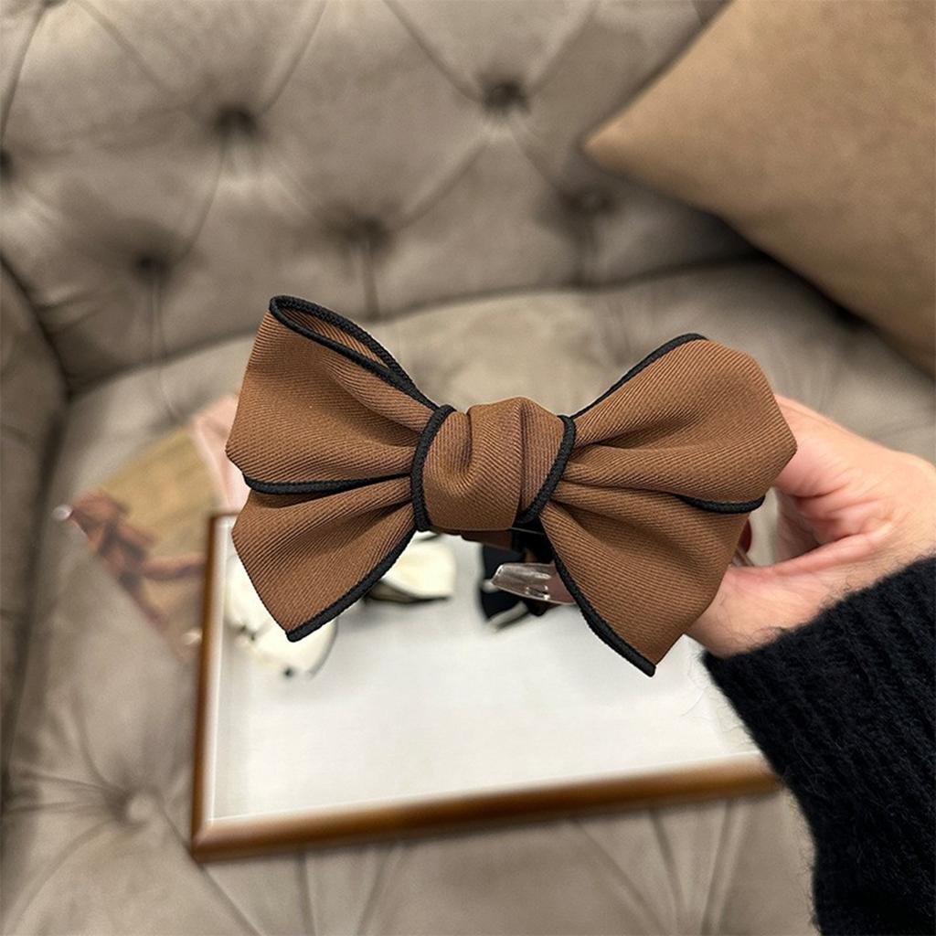 Contrast Trim Bow Hair Claw Clips for Women, Elegant Fabric Bow Hair Clamps, Non-Slip Hair Accessories for Bun and Ponytail Styling
