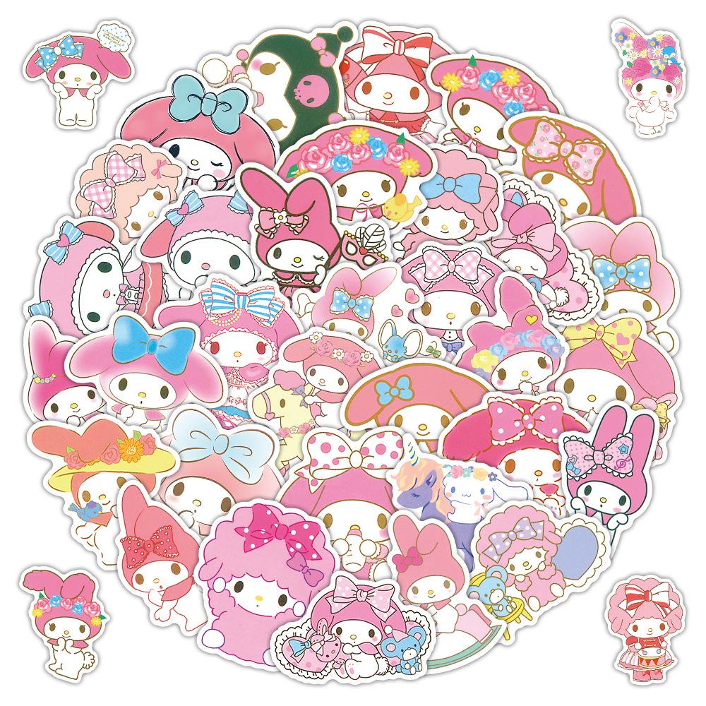 42Pcs Pink Melody Cartoon Cute Graffiti Stickers Waterproof Decals Stickers For Laptop Phone Thermos Ipad Diy Stickers Toys Gift