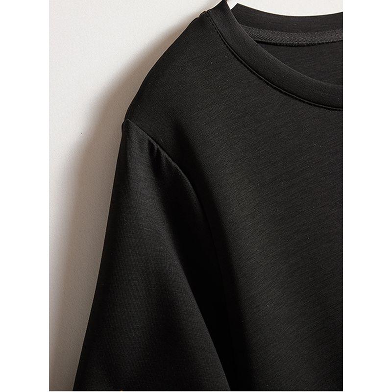 Mesh Flower Cluster Clothes! Penny-Level Elegance Women's Short-Sleeved Tencel Cotton Pullover round Neck T-shirt 2025 Summer Hot Tops