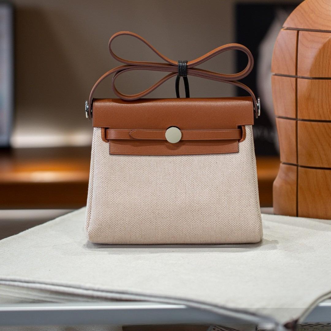 Wax seam first layer tree paste cowhide original canvas shoulder strap anti-counterfeiting thread single shoulder crossbody women s bag mini length 20 width 7 height 17cm