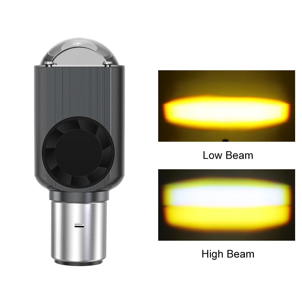 1Pc H4 LED Dual Color Motorcycle Headlight Bulbs BA20D with Fan Hi/Lo Beam 15W 12000LM 12V Fog Lamp Scooter Yellow White 3000K 6000K Motor Accessories