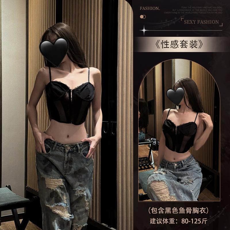 

Сексуальное нижнее белье Spice Girls Черный жилет на подтяжках Женский бюст на косточках Талия Слим-фит Чистая похоть average size [recommended 80-60kg]