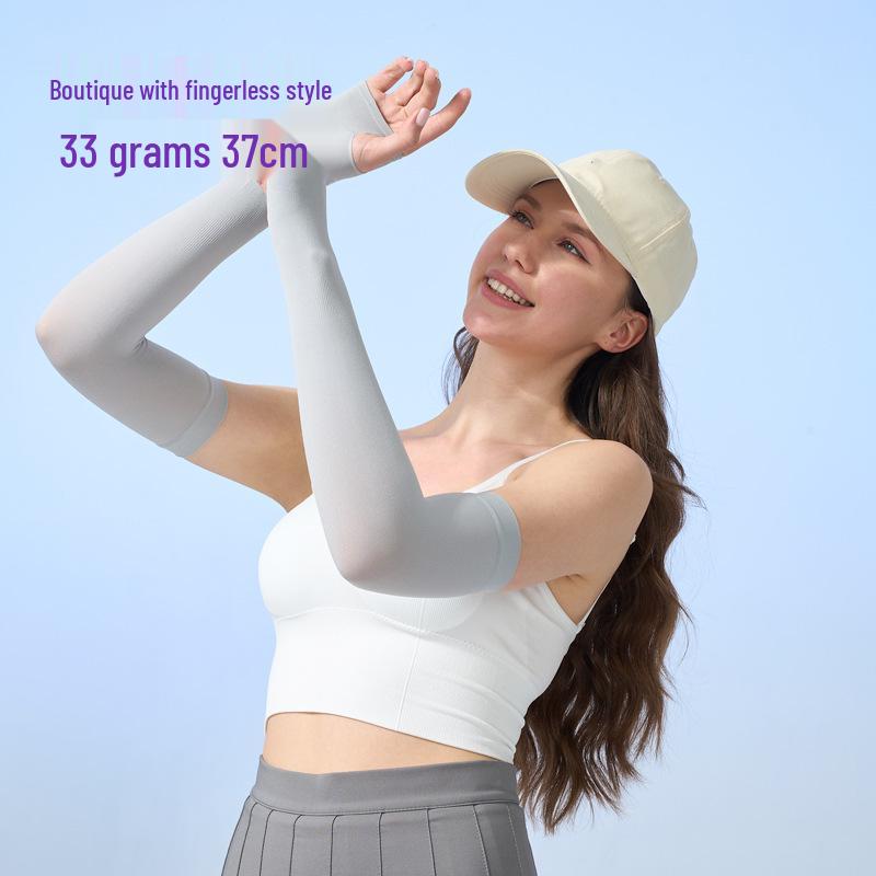 Custom UV Protection Ice Silk Arm Sleeves for Men & Women – Long, Solid Color, Summer Outdoor Wear