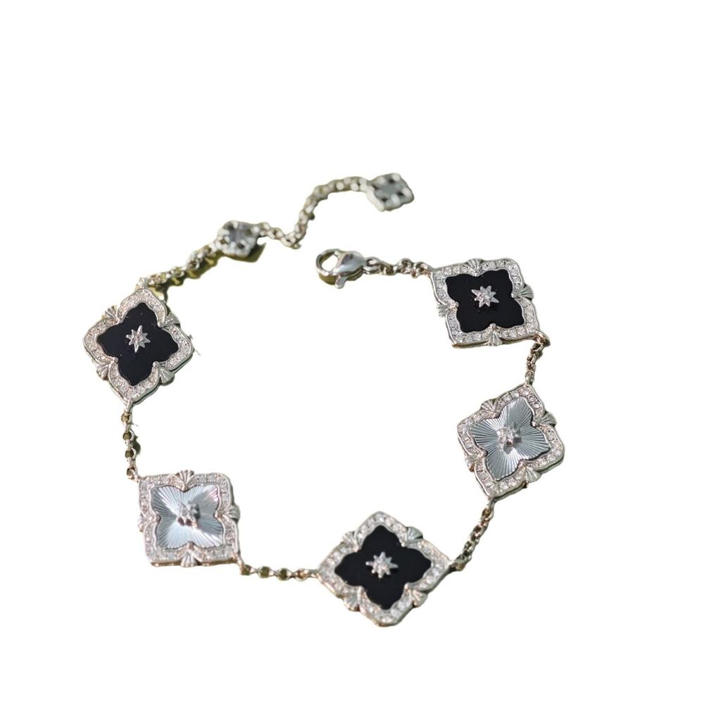 Buchi Laser Five-Flower Bracelet Set, Natural White Fritillary Light Luxury Medieval Jewelry