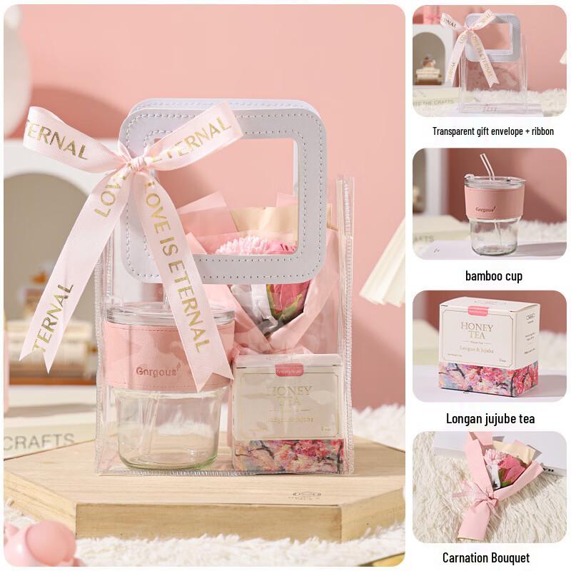 Pink Glass Cup Gift Set