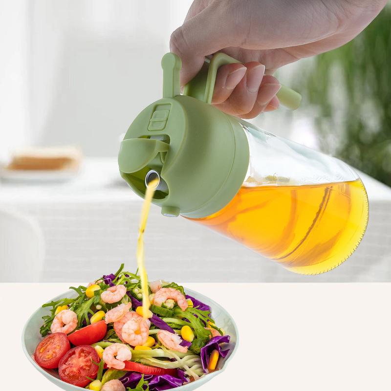 600ml Glass Spray Oil Sprayer Bottle 2 In 1 Spray Oil Dispenser Jar Kitchen BBQ Seasoning Container Dispenser Barbecue Cooking