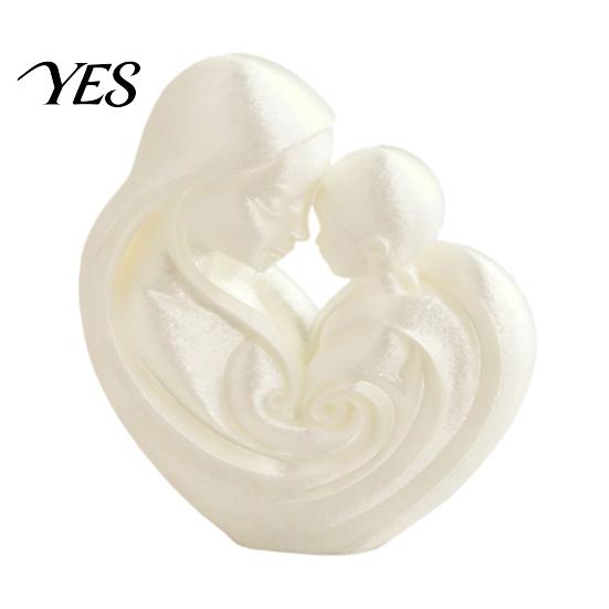 Home Decor Mini Size Ornament, 3D Printed Matte Texture Figure, Abstract Maternal Mother Child Art Figure Love Heart Sculpture for Living Room Bedroom белый