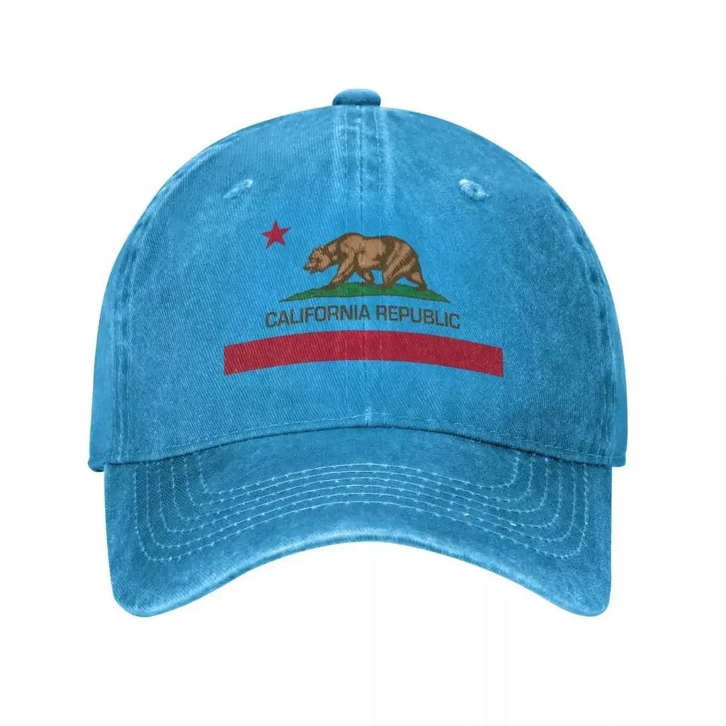 California Republic State Flag Unisex Women Baseball Cap Distressed Washed Hats Cap Fashion Outdoor Running Golf Snapback Cap
