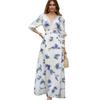 European and American New, Bohemian Print Lantern Sleeve V-neck Women's Dress