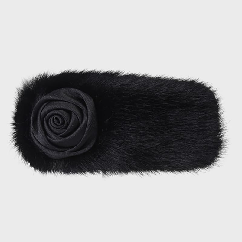 Eireve SOFT FUR AND ROSE HAIR CLIP_BLACK