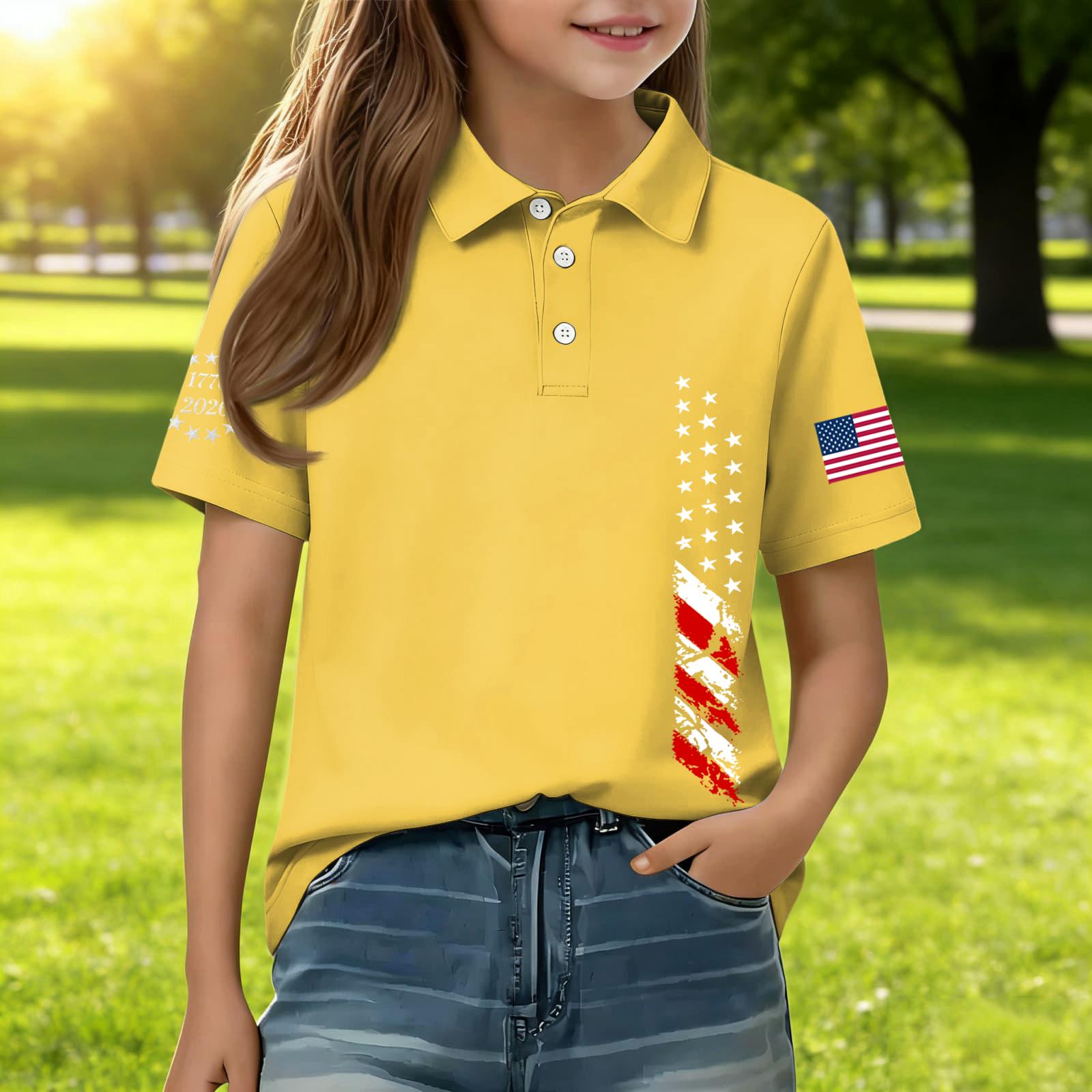 

Children s Daily Casual Short-sleeved Print Tops T-shirts Shirts 160 жовтий
