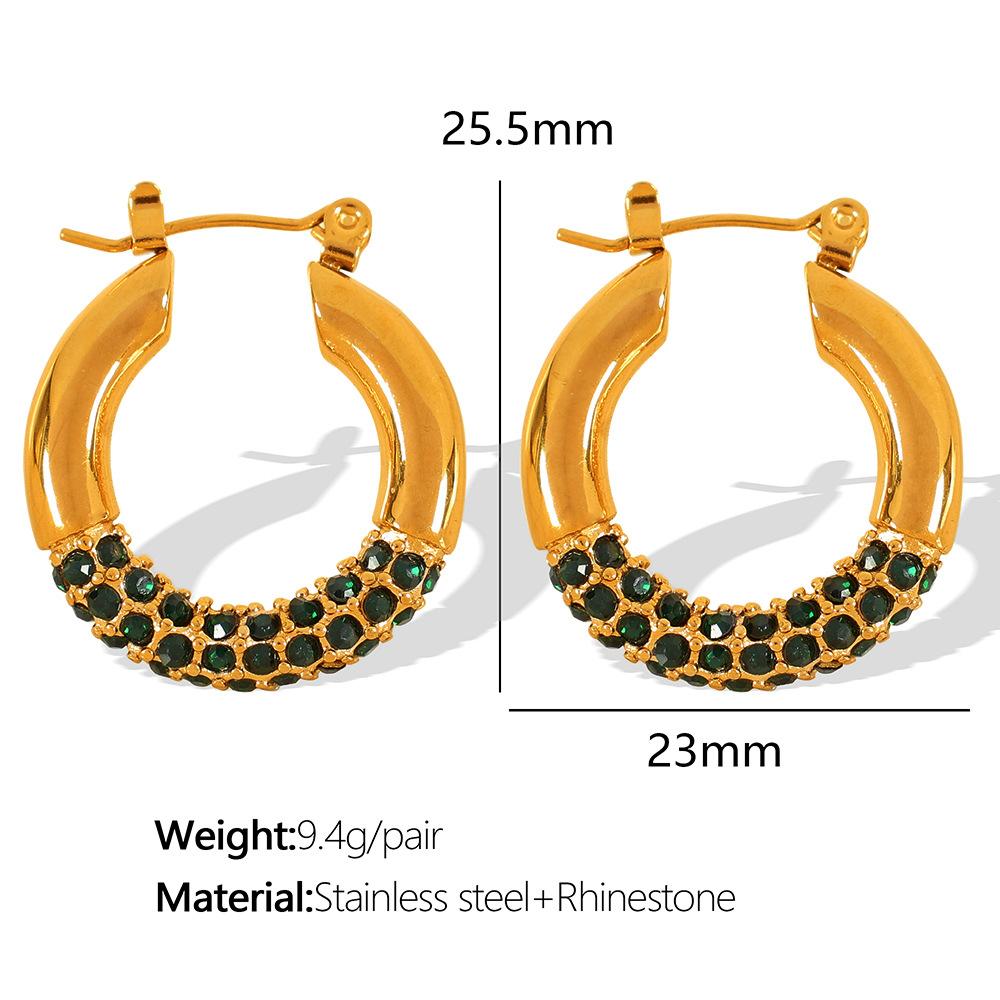 Light Luxury Personality Fashion Design High Sense Earrings Gold Plated Titanium Steel Geometric Zircon Inlaid Earrings