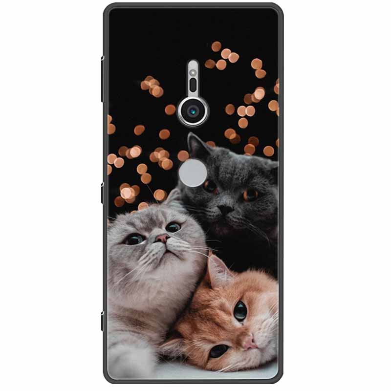 Cute Paint Cover For Sony Xperia XZ3 XZ2  XZ1 XA2 XA1 Ultra Plus Compact Premium Case Black Silicone TPU Coque Shockproof Capa
