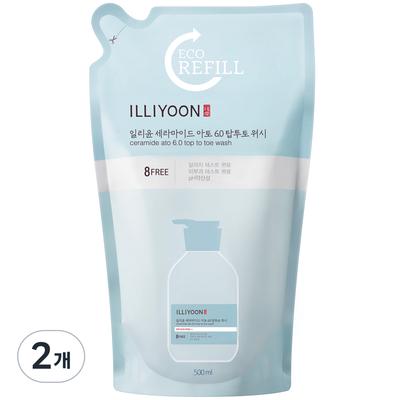 Illiyoon Ceramide Ato 6.0 Top-to-Toe Wash Unscented Refill, 500ml, 2 Units