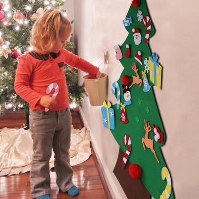 Zestaw choinki świątecznej z filcu DIY z ozdobami dla dzieci, prezenty świąteczne, dekoracje noworoczne do zawieszenia na drzwiach lub ścianie