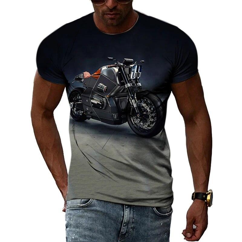 Móda Muži Motocyklová trička s grafikou Léto Ležérní Trend Potištěná trička Osobnost Kulatý výstřih Oversized Topy s krátkým rukávem