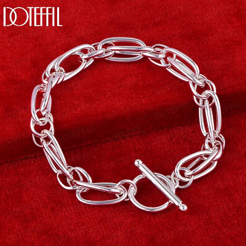 925 Sterling Silver Geometric Charm Bracelet Wedding Jewelry