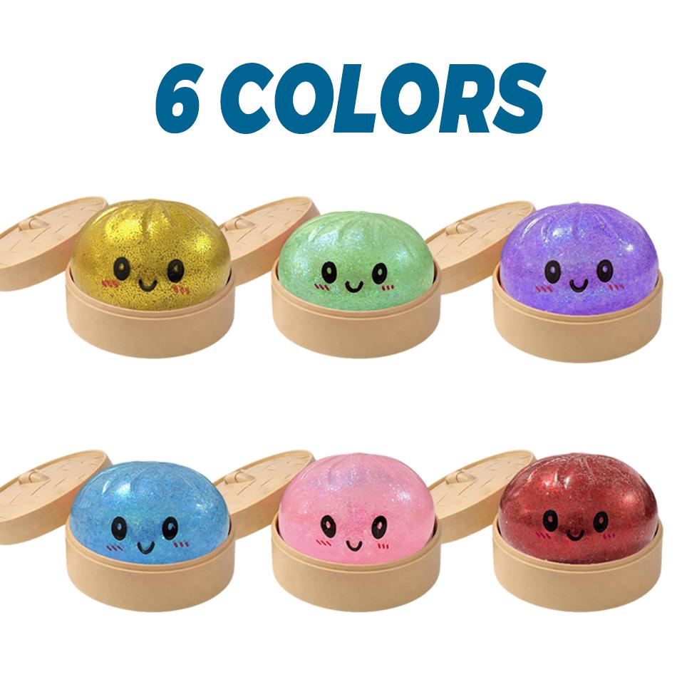 1-6pcs Glitter Anti-Stress Squeeze Toy for Adults, Simulation Colorful Dumpling Squeezable Squishy Toy