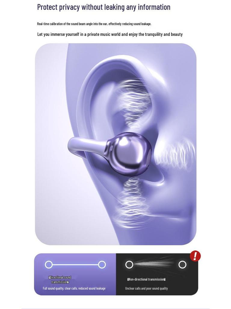 Bluetooth 6.0 Smart Noise Reduction Clip-On Wireless Headphones with Long Battery Life