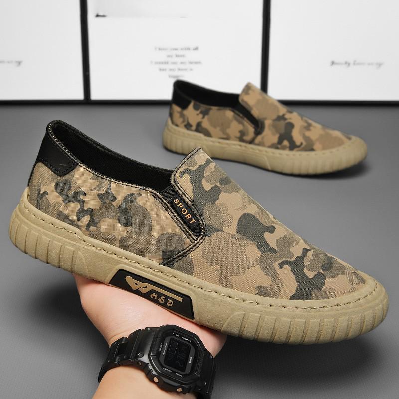 Men s New Spring Camouflage Canvas Slip-On Casual Shoes - Breathable & Comfortable 44