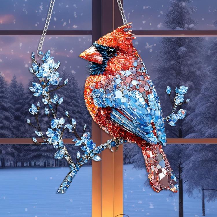 Stained Acrylic Wall Art 2D Colorful Bird Design Window Hanging Ornament Home Office Store Decoration Compacts Size