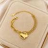 Women Bracelet, Adjustable Extended Tail Chain Bracelet, Double-Layered Cuban Bracelet with Heart Charm for Jewelry Gift