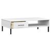  OSLO Coffee Table, Metal Legs, White, Pine Wood