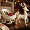 Unique Holiday Ornament Gifts Reindeer Sleigh Storage Bowl, Christmas Theme White PLA Ornament, 3D Printed Home Decorative Figurine for Candy