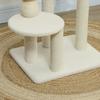 Cat Tower with Bed, Platform and Toy Ball, Made of Wood, Plush and Jute, 48.5x40x76 cm, Beige