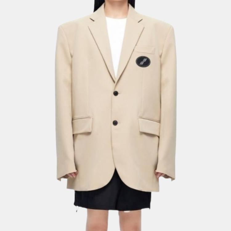 We11done Fw22 Solid Color Logo Print Single Breasted Suit Unisex suit Off-White WD-JK4-20-715-U-BG