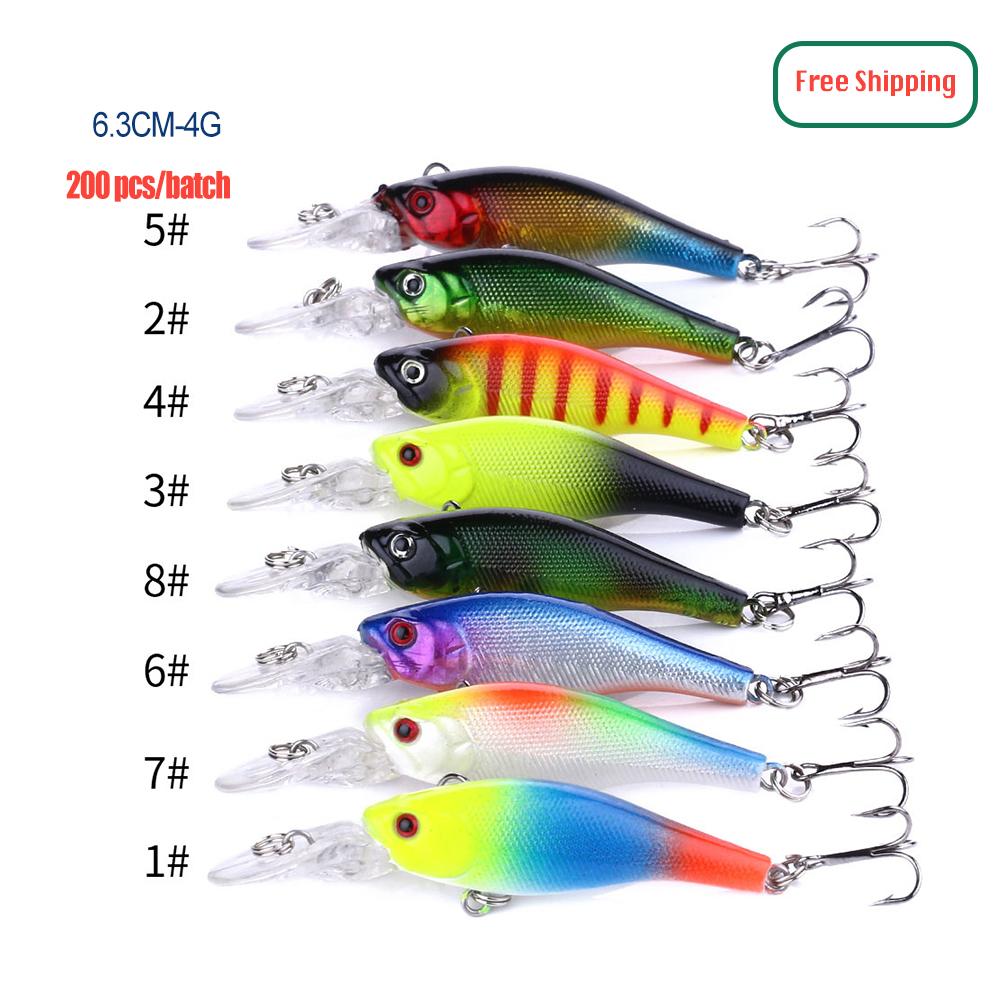 100PCS Factory Price Free Shipping Plastic & Metal River Minnow Hard Lures Fishing Bait