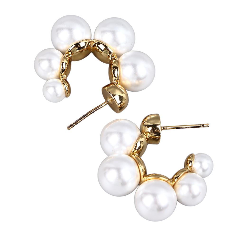 Imitationsperlen Creolen Vergoldet Imitationsperlen Kreis Ohrringe Stilvoll Elegant Damen