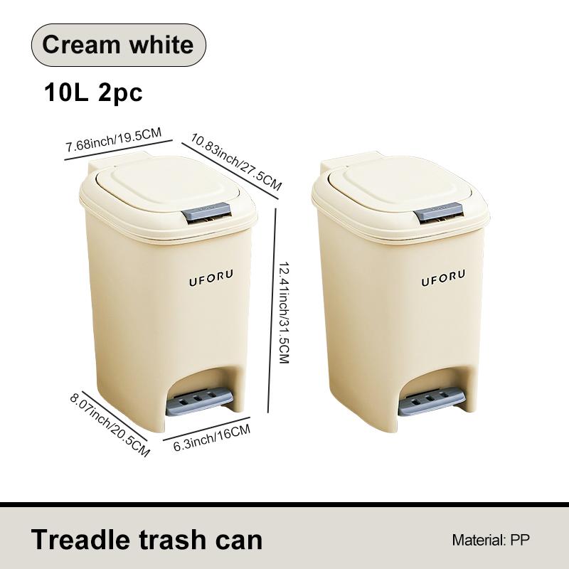 UFORU 10L Luxury Large Capacity Trash Organizer Bins for Living Room Kitchen and Bathroom with Lid Creative Foot/Push Type