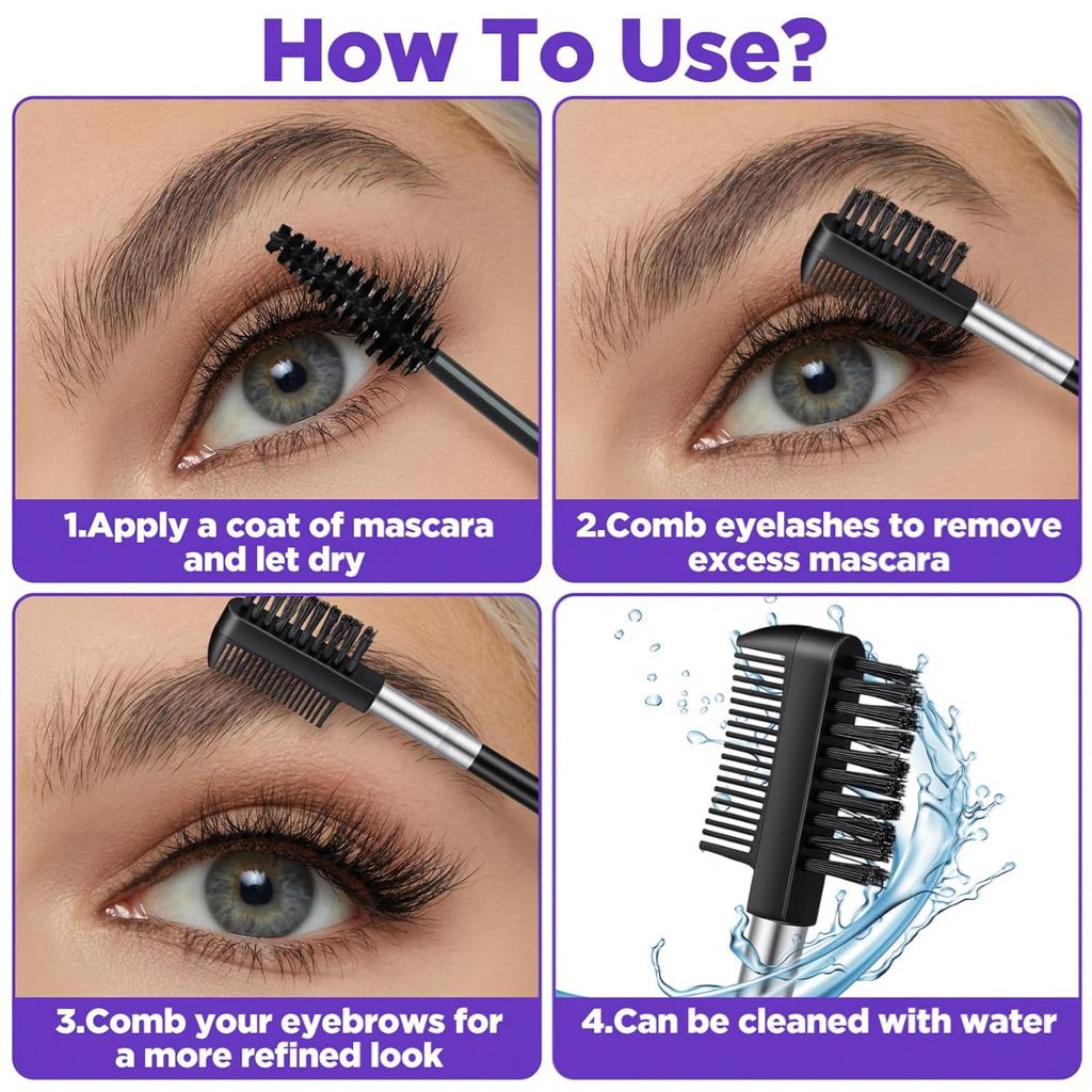 3pcs Eye Lash Brushes Separator, Eyebrow Comb for Women, Dual-Head Eyebrow Brush and Comb for Eliminating Mascara Clumps, Grooming Shaping Brow,